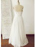 Thin Straps Ivory Lace Chiffon Long Wedding Dress